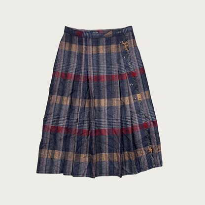 (30") 70s/80s Plaid Button Front Skirt
