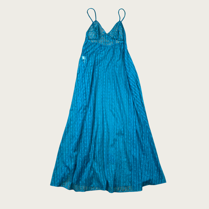 (M) 60s/70s Teal Sheer Floral Nightgown