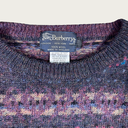(XL) 90s Burberry Gray/Purple Sweater
