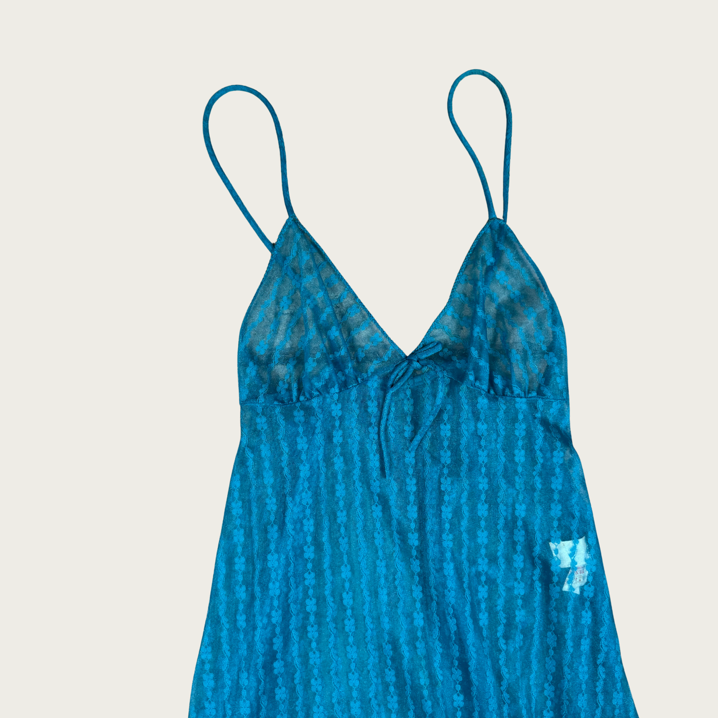 (M) 60s/70s Teal Sheer Floral Nightgown