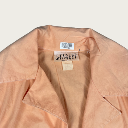 (S) 80s/90s Peach Cropped Tie Front Blouse