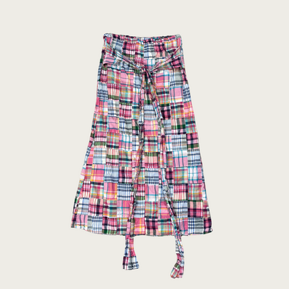 (M/L) Convertible Multicolor Plaid Patchwork Skirt/Dress