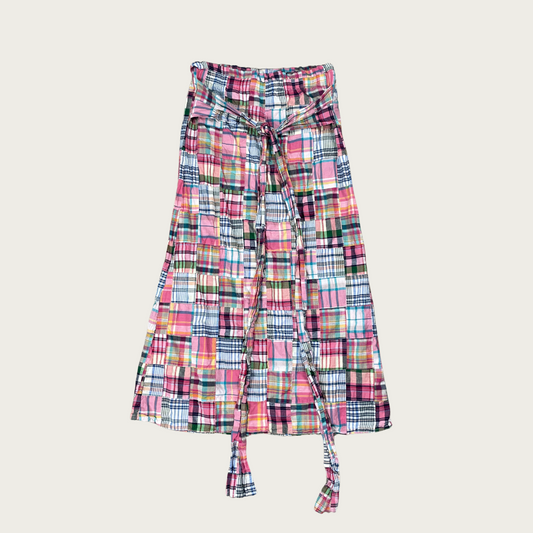(M/L) Convertible Multicolor Plaid Patchwork Skirt/Dress