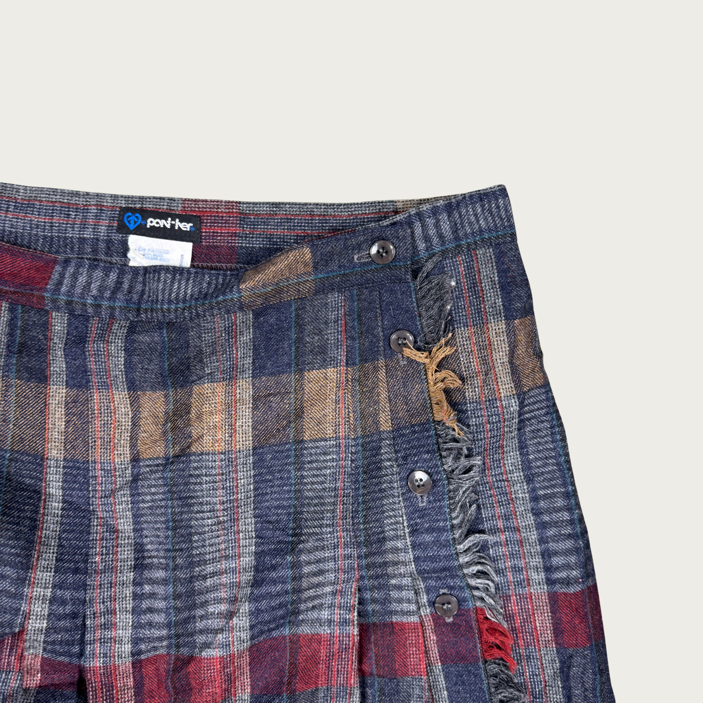 (30") 70s/80s Plaid Button Front Skirt