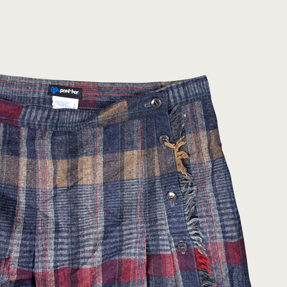 (30") 70s/80s Plaid Button Front Skirt
