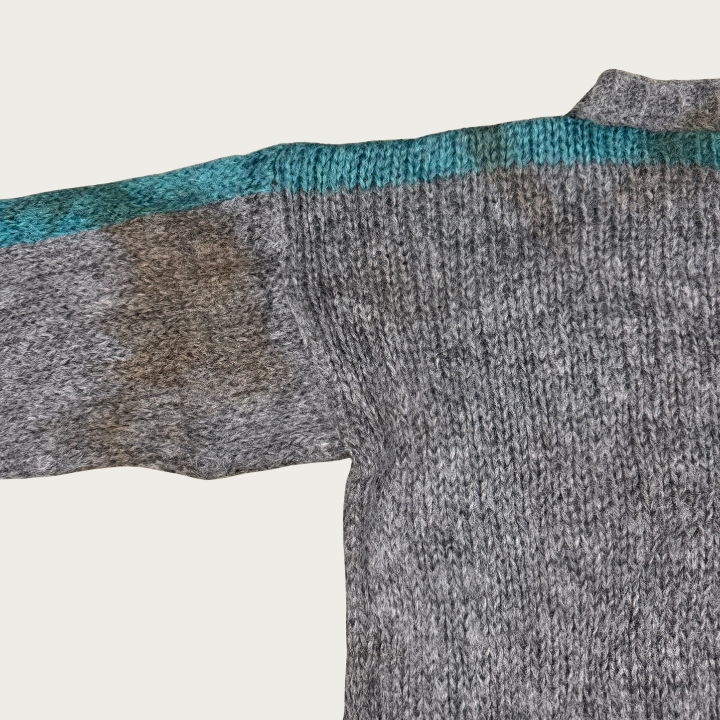 (L) 80s Teal/Gray Knit Sweater