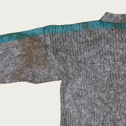 (L) 80s Teal/Gray Knit Sweater
