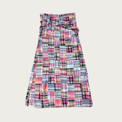 (M/L) Convertible Multicolor Plaid Patchwork Skirt/Dress