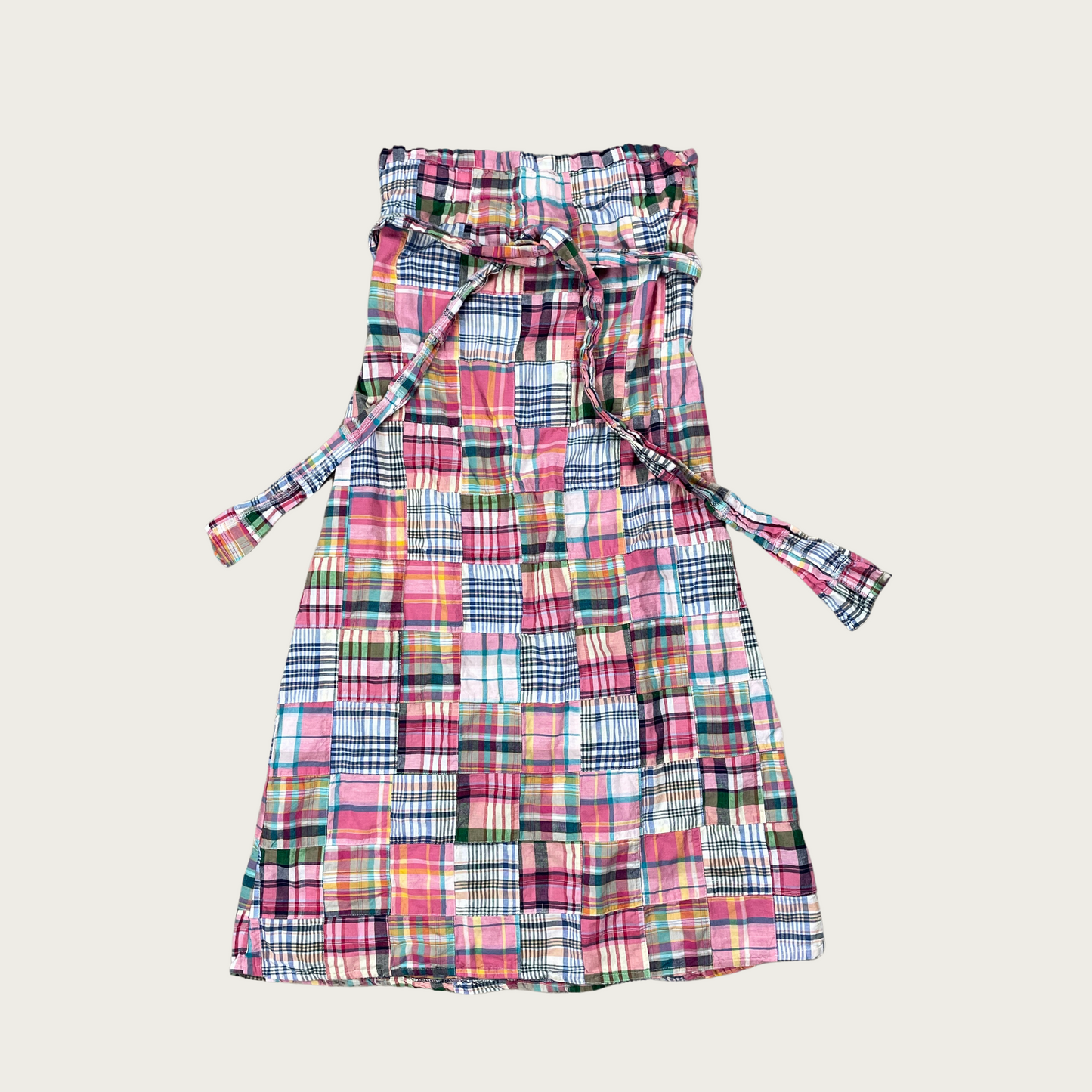 (M/L) Convertible Multicolor Plaid Patchwork Skirt/Dress