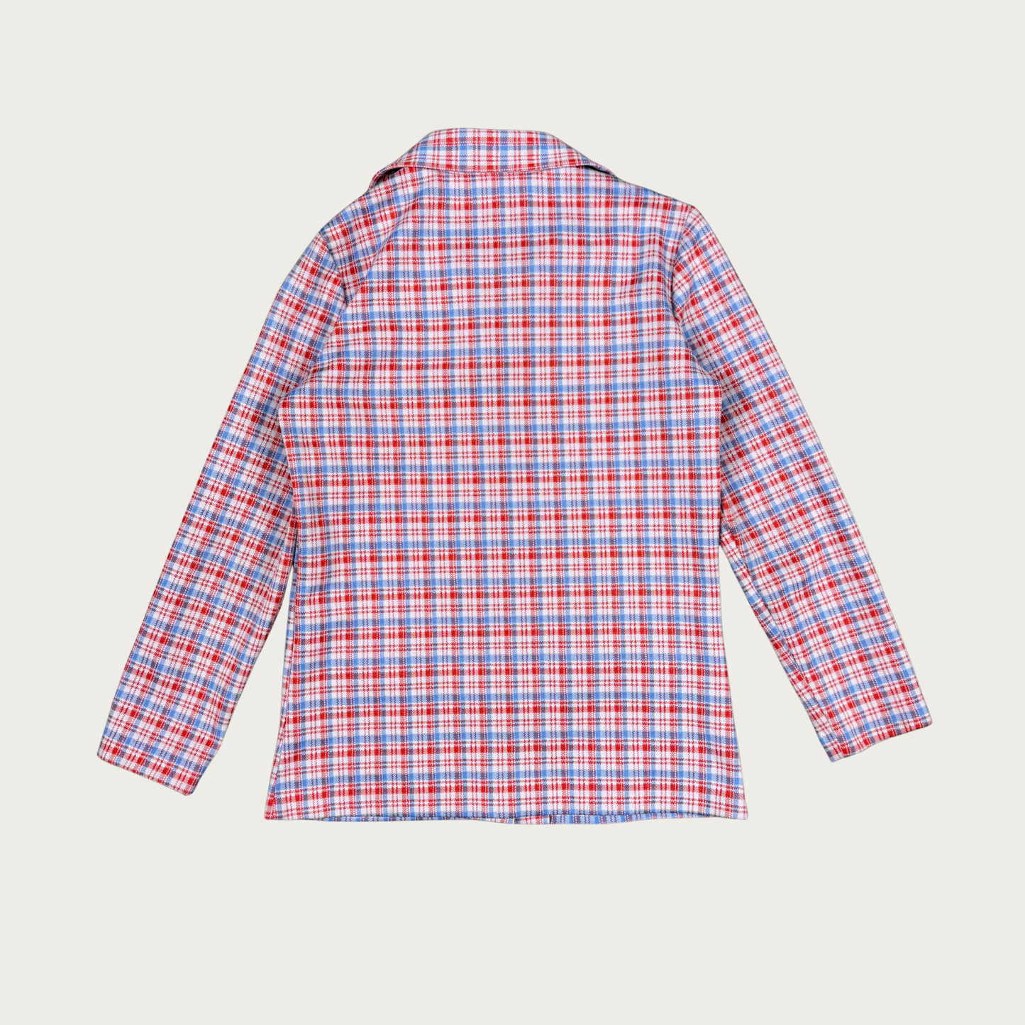 (M) 70s Red/Blue Plaid Button Up Top