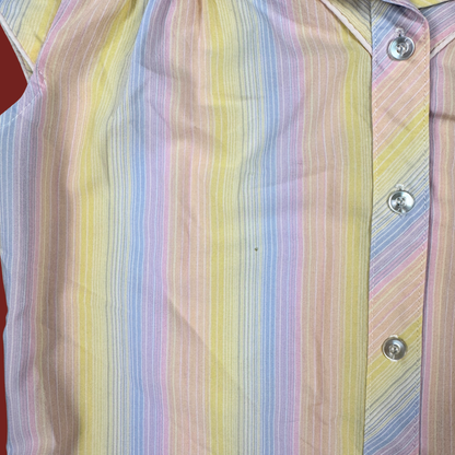 (S) Pastel Striped Cap Sleeve Top