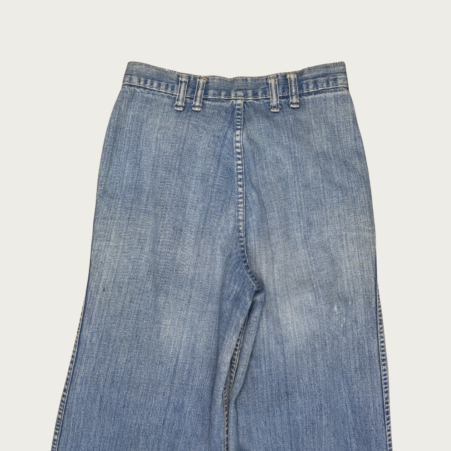 (25") 70s Medium Wash Denim Wide Leg Bell Bottoms