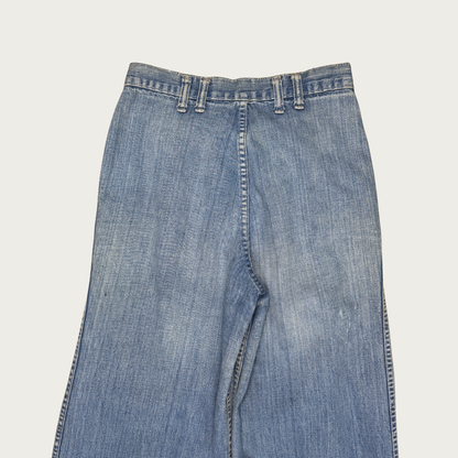 (25") 70s Medium Wash Denim Wide Leg Bell Bottoms