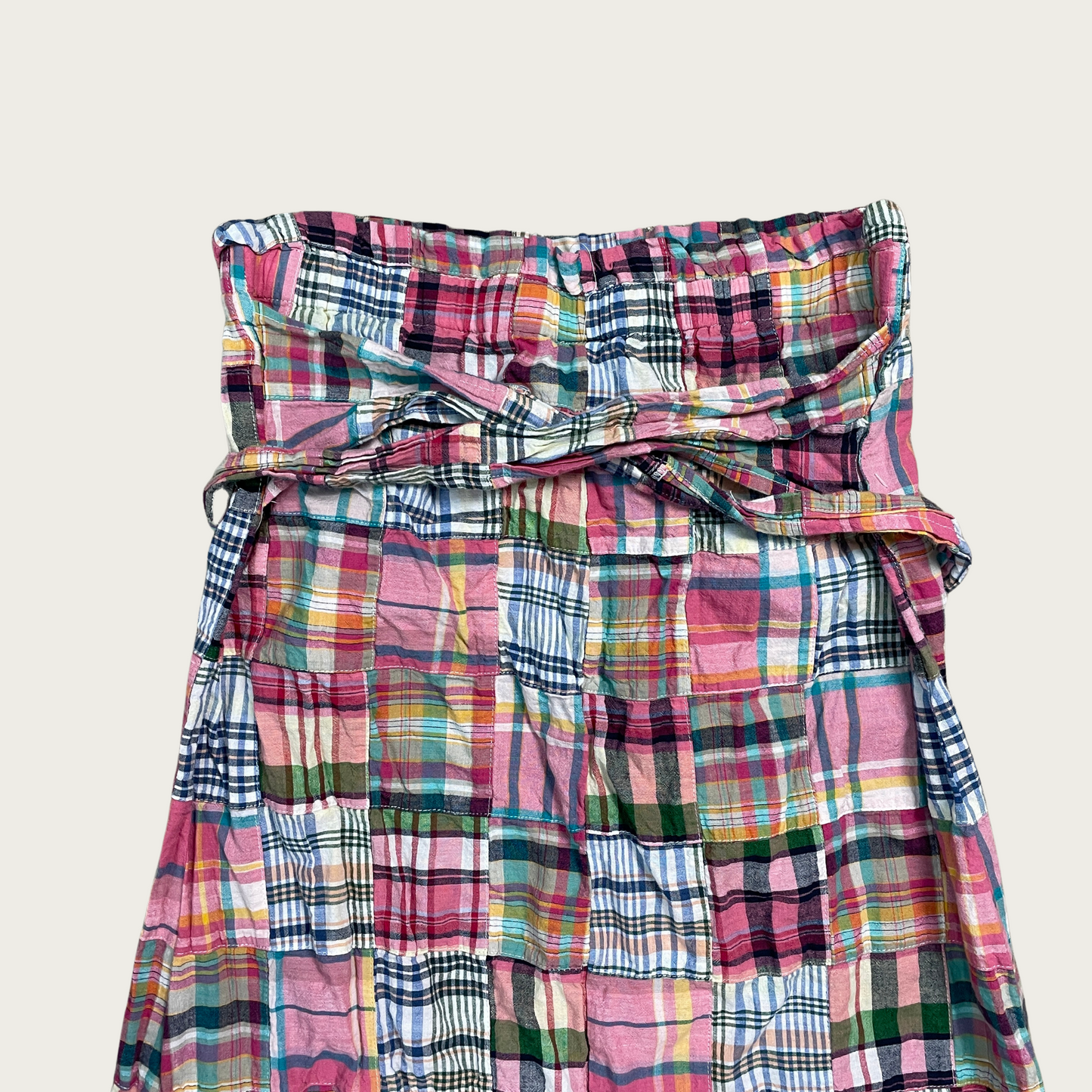 (M/L) Convertible Multicolor Plaid Patchwork Skirt/Dress
