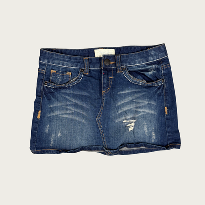 (30") Y2K Distressed Denim Mini Skirt