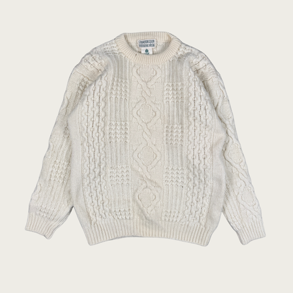 (S/M) Cream Wool Cable Knit Sweater