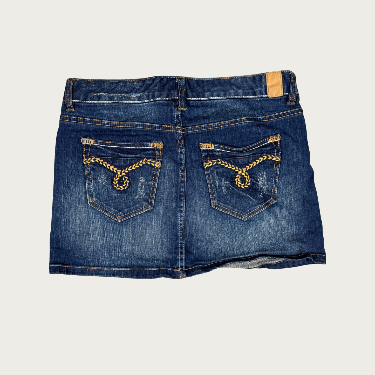 (30") Y2K Distressed Denim Mini Skirt