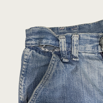 (25") 70s Medium Wash Denim Wide Leg Bell Bottoms