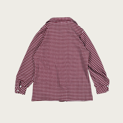 (M/L) 70s Burgundy Gingham Button Up Top