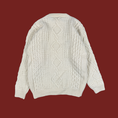 (S/M) Cream Wool Cable Knit Sweater
