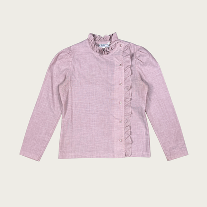 (M) 70s Mauve Ruffle Blouse