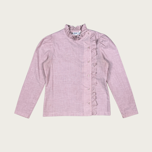 (M) 70s Mauve Ruffle Blouse