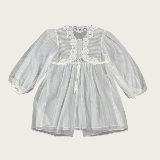 (XS/S) 70s/80s White Short Peignoir