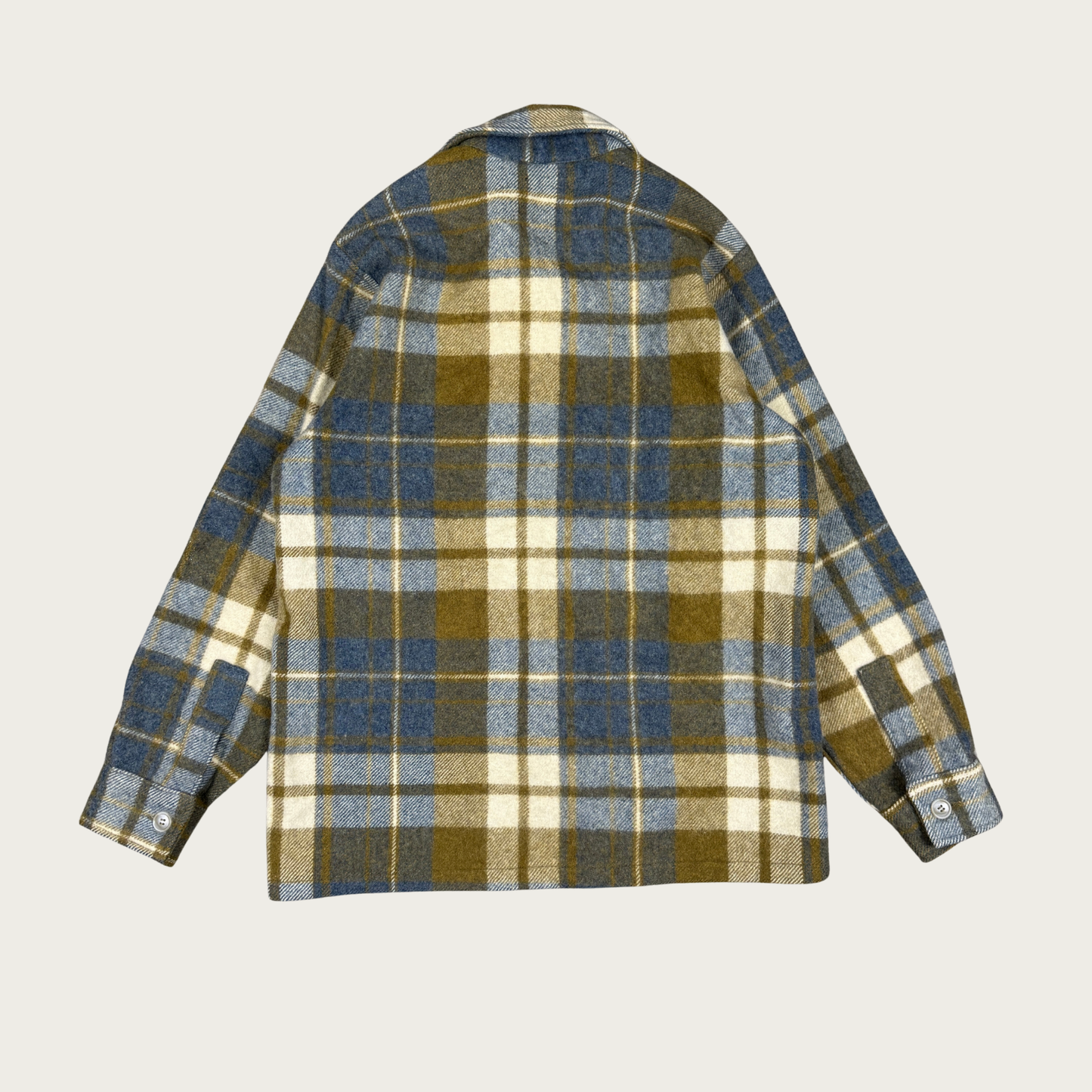 (L) 70s/80s Woolrich Blue/Beige Plaid Shirt Jacket