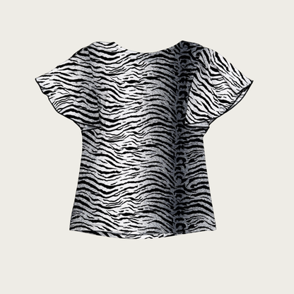 (S/M) Tiger Print Cowl Neck Top
