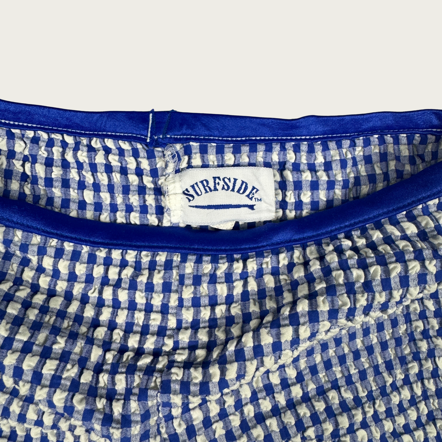 (S/M) 70s/80s Micro Mini Blue Gingham Shorts
