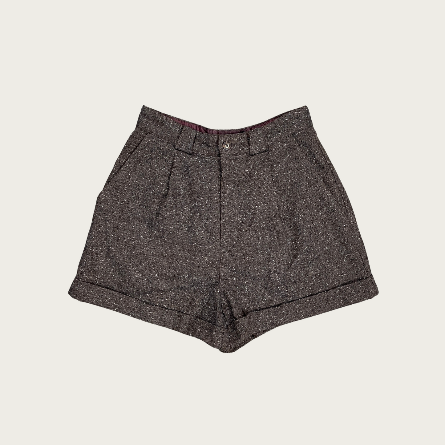 (26") Brown Wool Tailored Shorts