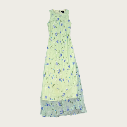 (S) Y2K My Michelle Green Floral Maxi Dress