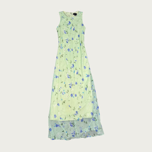(S) Y2K My Michelle Green Floral Maxi Dress