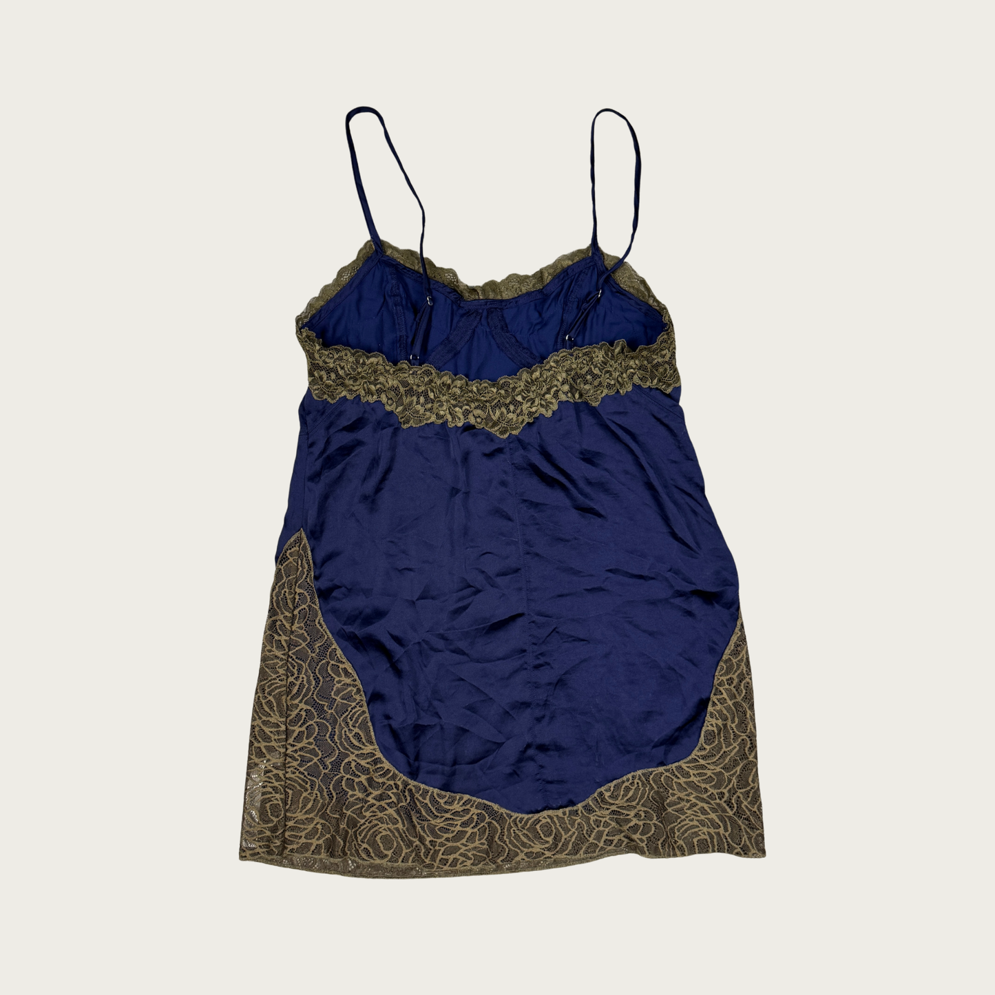 (M) Free People Navy/Green Slip Dress