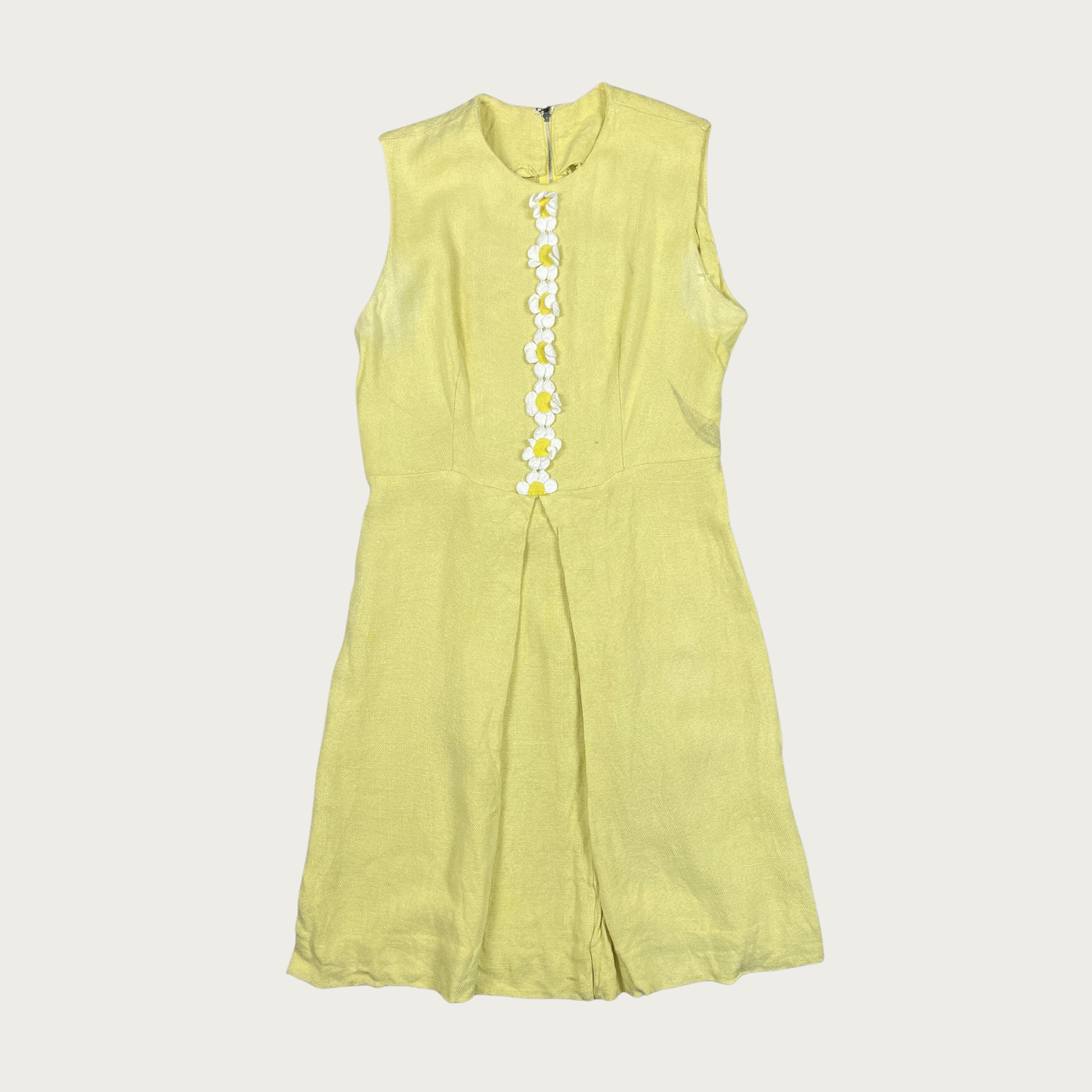 (M) 60s Yellow Daisy Applique Dress