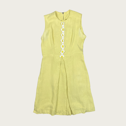 (M) 60s Yellow Daisy Applique Dress