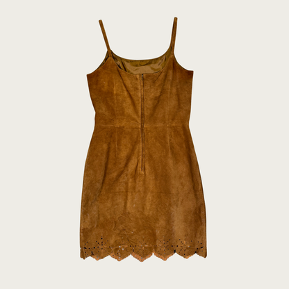 (M) 90s/Y2K Brown Suede Midi Dress