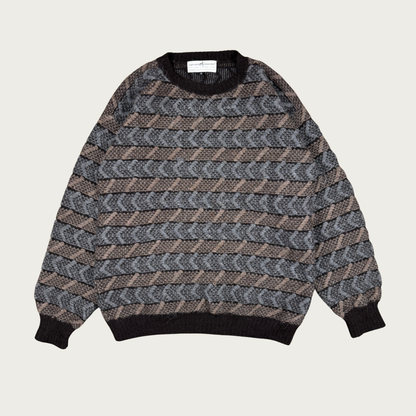 (M/L) 80s/90s Peruvian Alpaca Brown/Gray Sweater