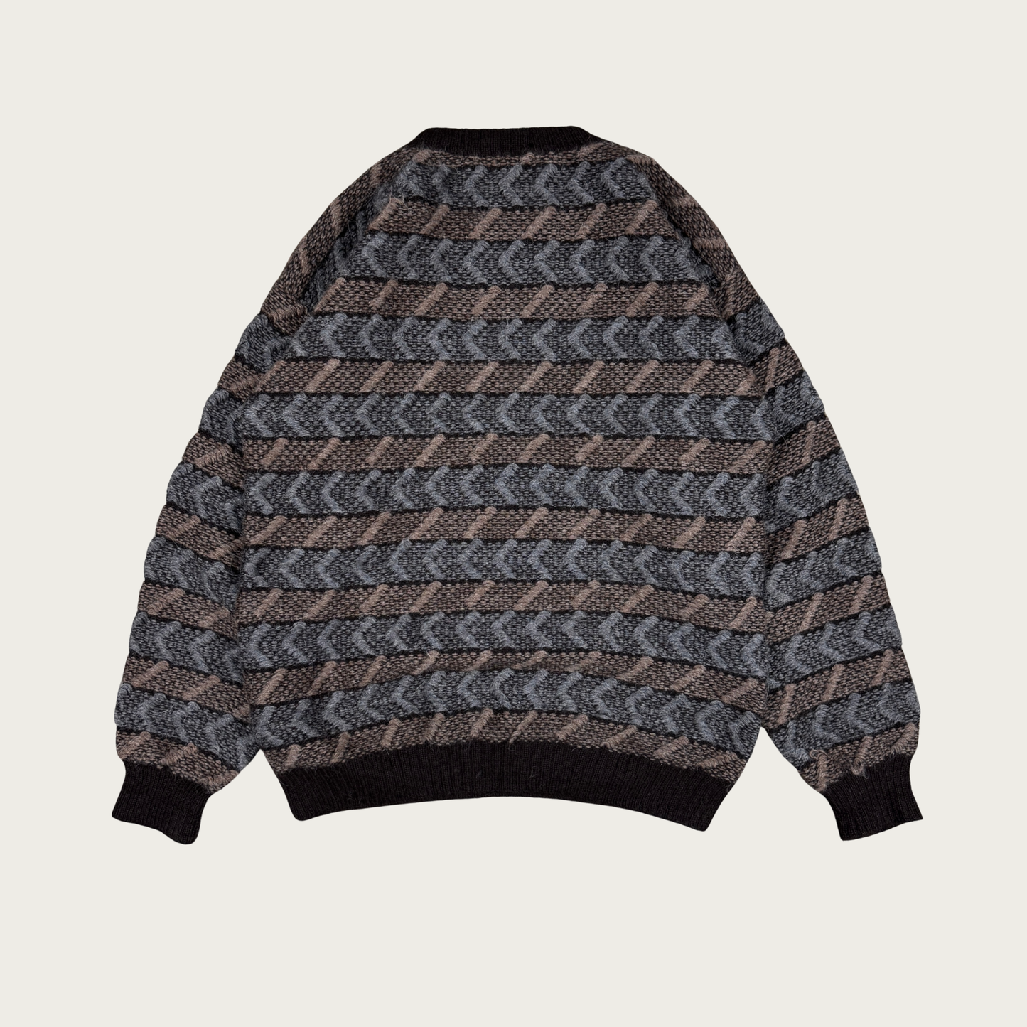 (M/L) 80s/90s Peruvian Alpaca Brown/Gray Sweater