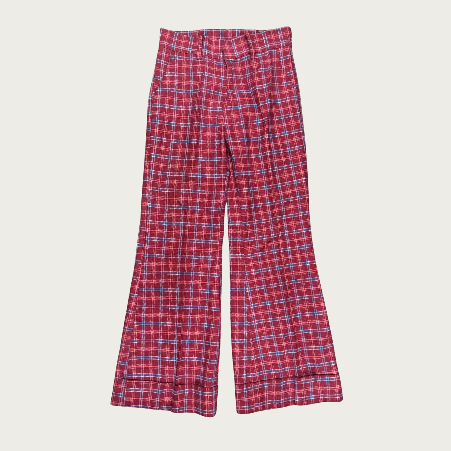 (26") 70s Red/Blue Plaid Bell Bottoms