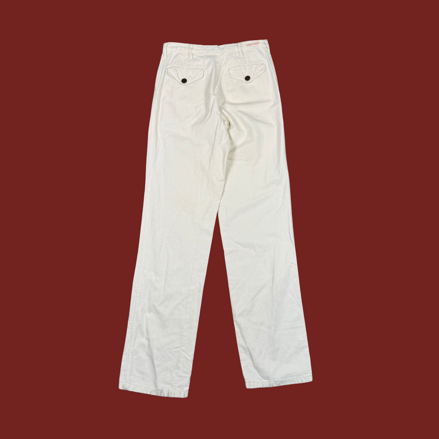 (27") 70s Cream Calvin Klein Vintage Straight Leg Pants