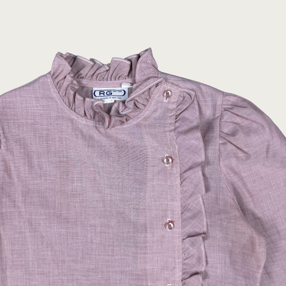 (M) 70s Mauve Ruffle Blouse
