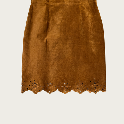 (M) 90s/Y2K Brown Suede Midi Dress