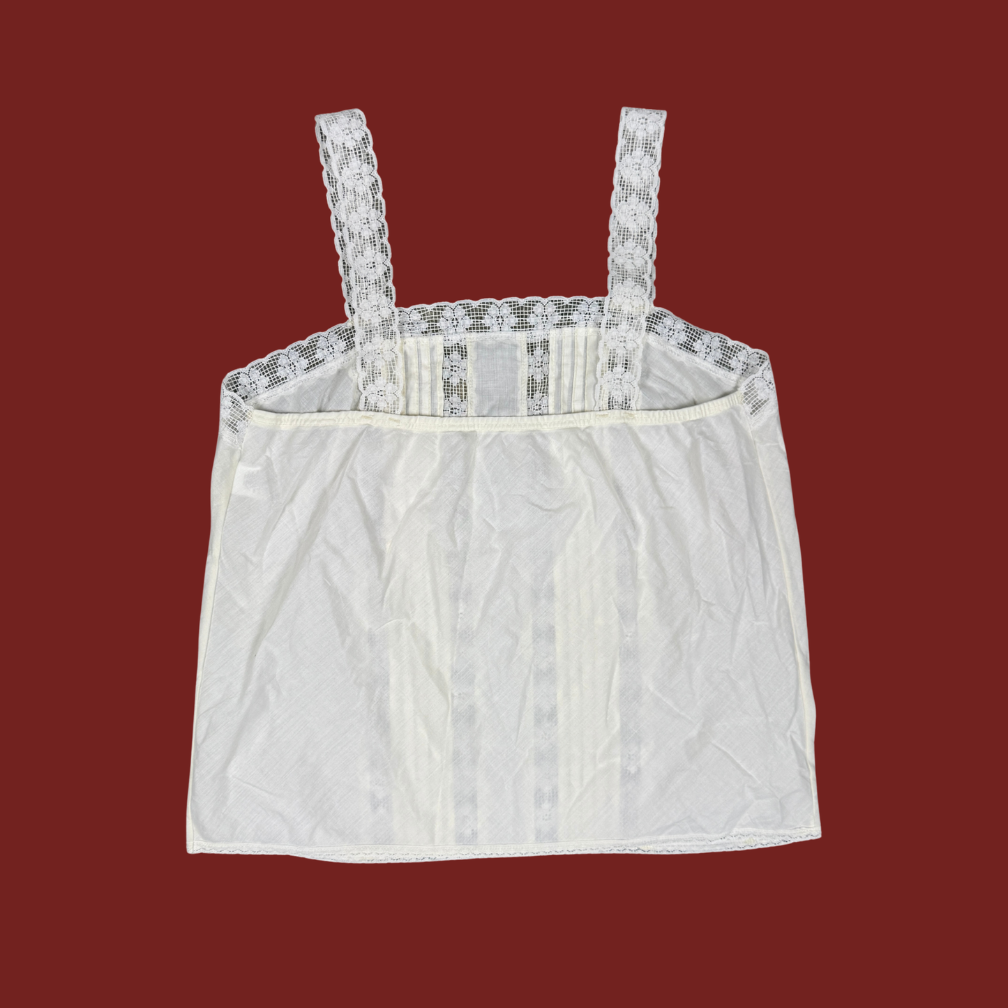 (S/M) White Cotton Filet Crochet Trim Top
