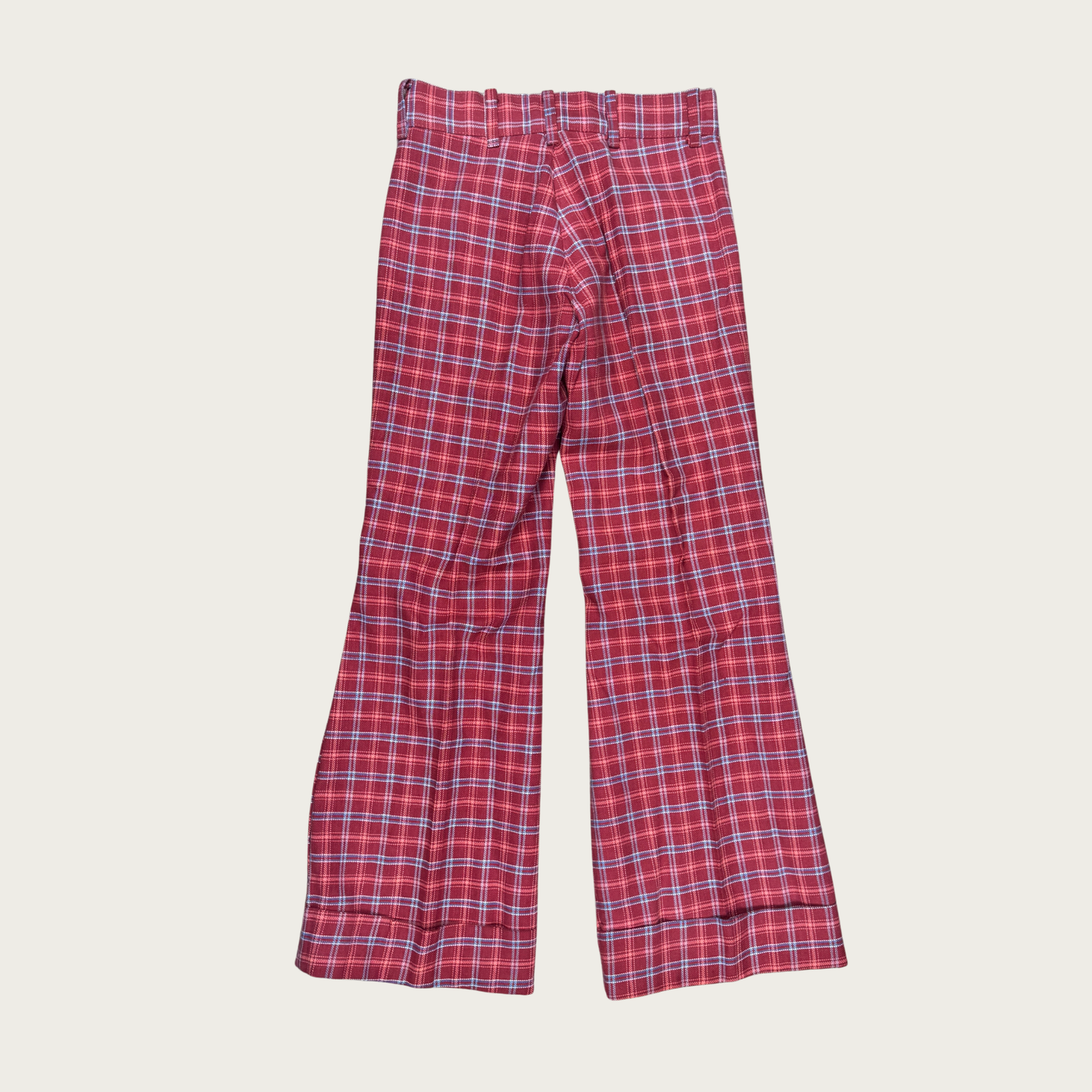 (26") 70s Red/Blue Plaid Bell Bottoms