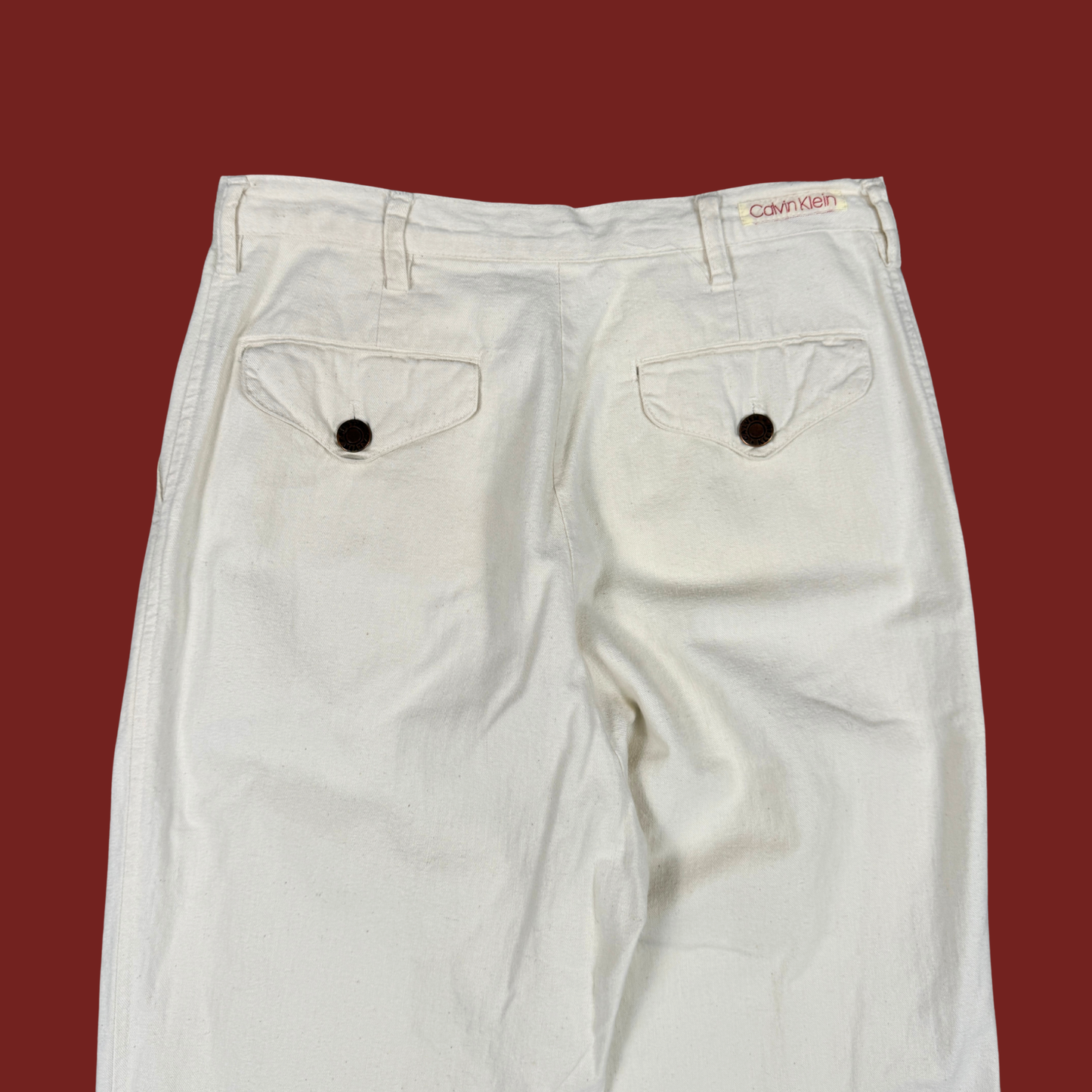 (27") 70s Cream Calvin Klein Vintage Straight Leg Pants