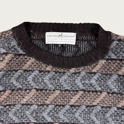 (M/L) 80s/90s Peruvian Alpaca Brown/Gray Sweater