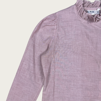 (M) 70s Mauve Ruffle Blouse