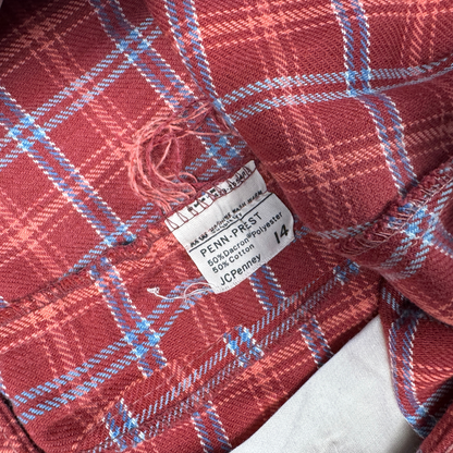 (26") 70s Red/Blue Plaid Bell Bottoms