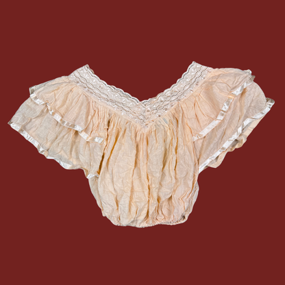 (M) Italian Deadstock Vintage Pink Ruffle Blouse